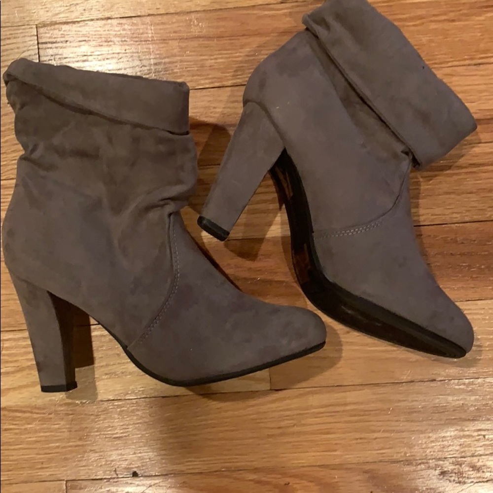 Gray suede booties
